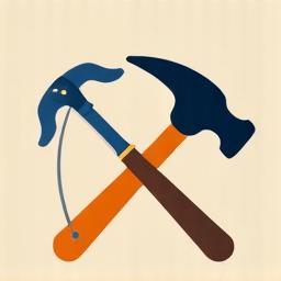Icon of a hammer and sewing needle, representing expert craftsmanship.