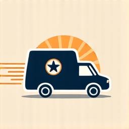 Icon of a delivery truck with a star on it, symbolizing delightful delivery.