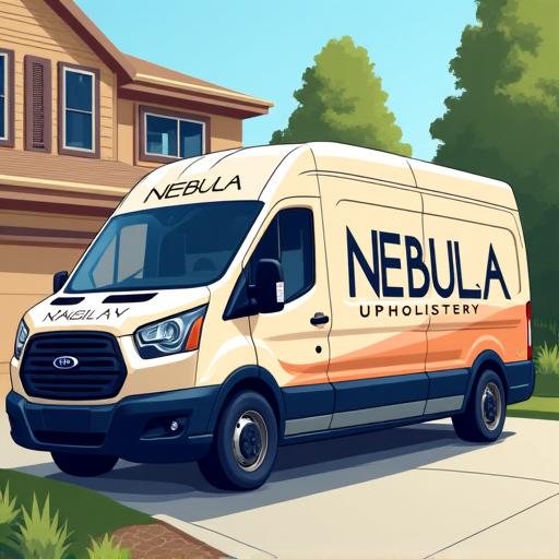 A clean, branded Nebula Upholstery van parked in a residential driveway, ready for on-site services.